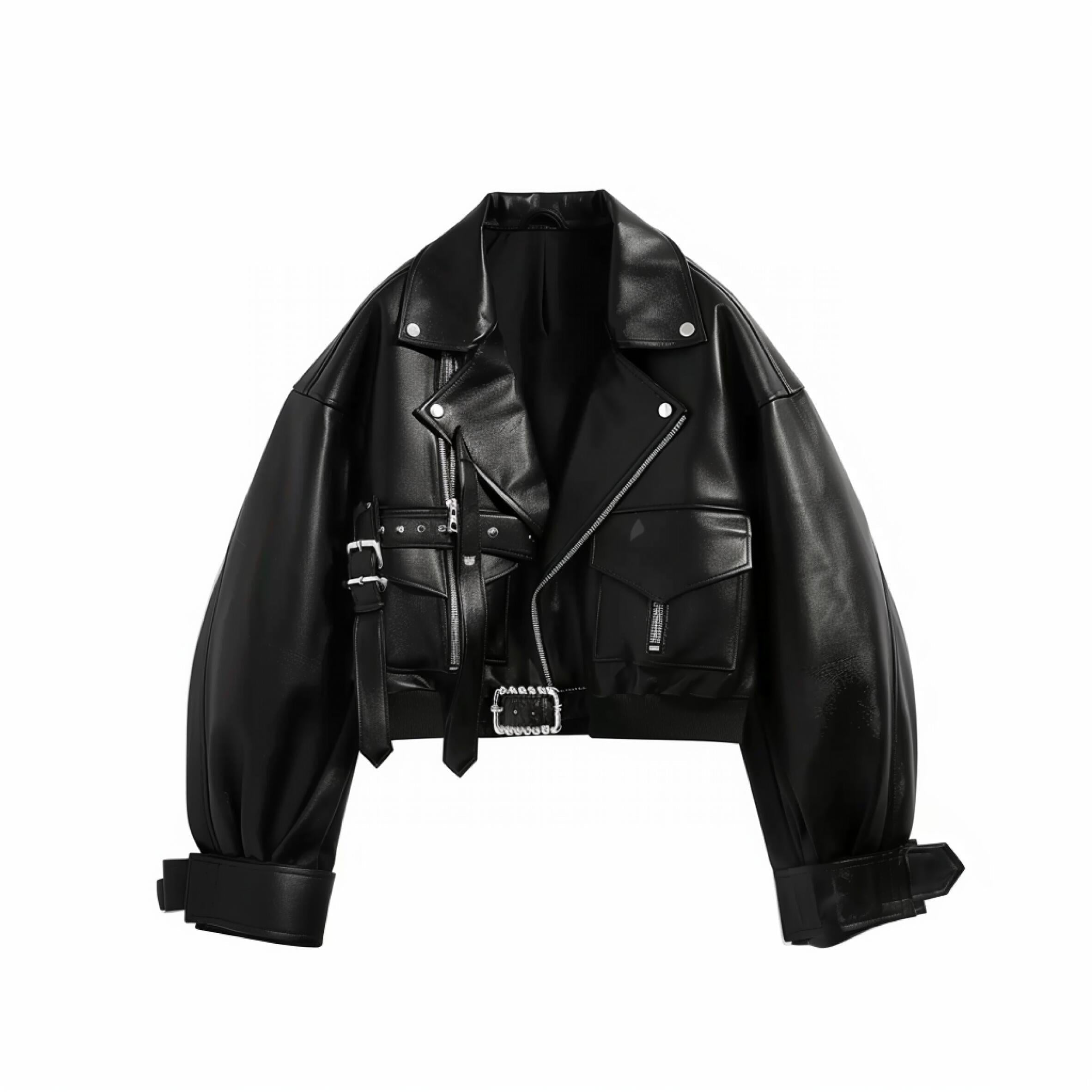 Cropped Oversized Leather Jacket