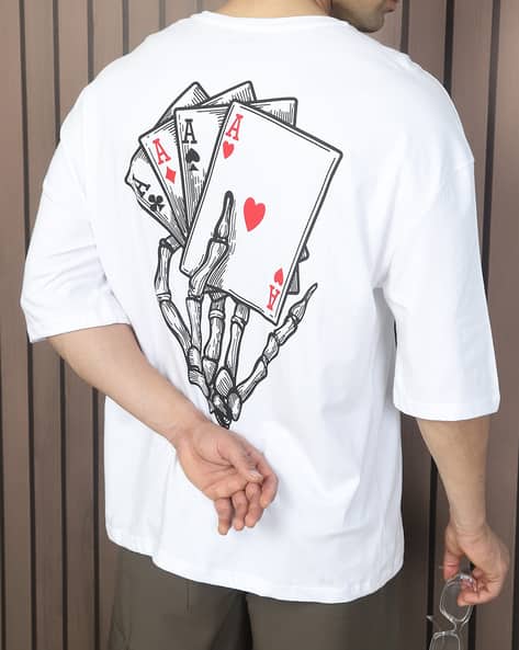 Drop Shoulder Graphic Back Print Crew Tshirt