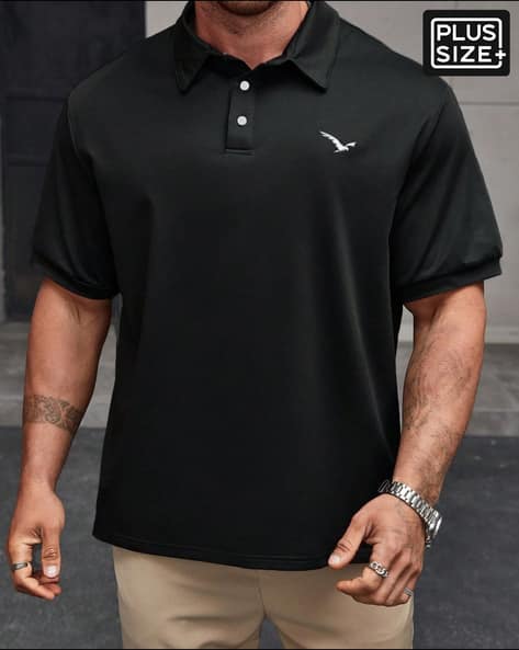 Short Sleeve Graphic Placement Embroidered Polo Tshirt