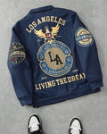 Relaxed Fit Drop Shoulder Graphic Back Print Track Jacket