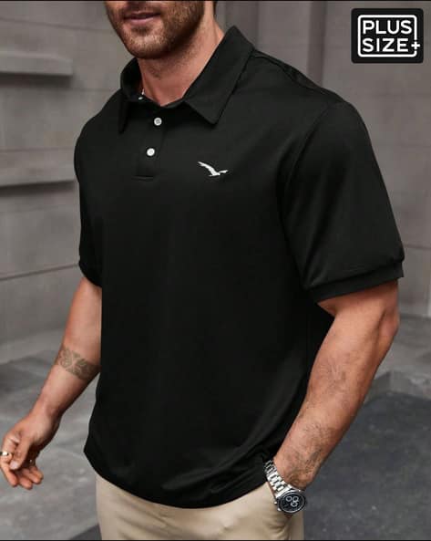 Short Sleeve Graphic Placement Embroidered Polo Tshirt